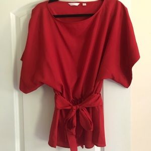 Red, airy blouse